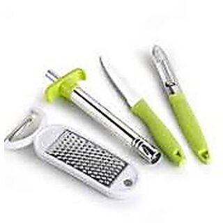                       BIYANKA Stainless Steel Kitchen Lighter, Knife, Peeler and Smooth Grater  Combo of 4)                                              