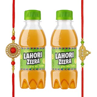                       2 Raksha Bandhan Fancy Rakhi Assorted  with 2 Bottles of Lahori Jeera(160ml.) - Combo of 4 festive rakhi                                              