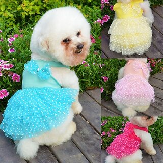                       Teddy Princess Dog Dresses Lovely Dresses for Dogs Suitable Dot Pet Clothes - (Yellow, M)                                              