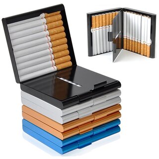 4Colors Aluminum Pocket Cigarette Cigarette Case for 20 Cigarettes Holder Flip Open Storage Cigarette Case Container Men's Gifts - (Silver) 4Colors Aluminum Pocket Cigarette Cigarette Case for 20 Cigarettes Holder Flip Open Storage Cigarette Case Container Men's Gifts - (Silver)