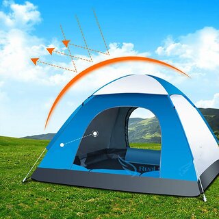                       Outdoor 3-4 Full Automatic Camping Tent Set, Outdoor Automatic Tent, Gift Customization - (Blue, 200cm by 200cm by 130cm)                                              