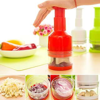                       Kitchen Pressing Vegetable Onion Garlic Chopper Cutter Slicer Peeler Dicer - (White)                                              