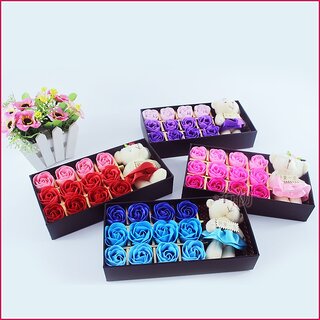                       Mother's Day Gift Soap Roses Send Mom Send Wife Girlfriend Creative and Practical Birthday Gift That 12 Teddy Bear - (Red)                                              