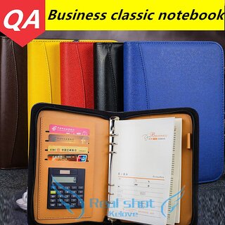                       With A Calculator Zipper Notebook Leather Agenda Planner Organizer Travell Journal /Daily Plan (includes Leather Cover +inner Paper - (Multicolor, A6-Random delivery)                                              