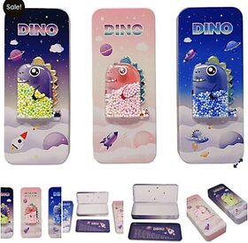 Dinosaur Metal Pencil Box pack of 2