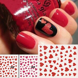                       2 Sheets cute Heart Design 3D Nail Art Stickers Decals Manicure Decoration  - (Silver)                                              