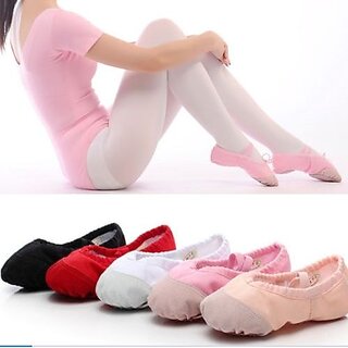                       Hot Children Adult Canvas Leather Ballet Dance Shoes Slippers Pointe Gymnastics - (Red, 35)                                              