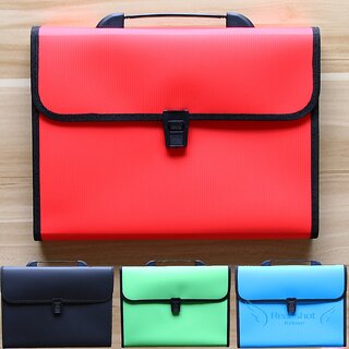                       Portable Vertical Pattern Organ 12 Case Plastic Briefcase Office Supplies - (Blue)                                              