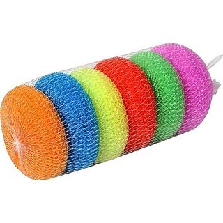                       Plastic Scrubber, Bartan Juna, Plastic Juna, Lufa,Dish Wash and for Utensils | Assorted Colour's Pack of 6                                              