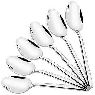 Stainless Steel Spoon Set of 6, Table Spoon Length 16.5 cm, Great Housewarming Gift, Food Grade Silverware for Home, Kitchen or Restaurant - Mirror Polished, 6 Stainless Steel Spoons Stainless Steel Spoon Set of 6, Table Spoon Length 16.5 cm, Great Housewarming Gift, Food Grade Silverware for Home, Kitchen or Restaurant - Mirror Polished, 6 Stainless Steel Spoons
