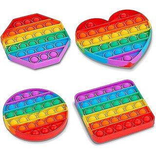                       Popit Game - Toy for Kids , Square  Round Pop  ( Pack of 2 Different Design ) - Combo of 2                                              