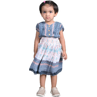                       Kid Kupboard Cotton Baby Girls A-Line Frock, Multicolor, Sleeveless, 3-4 Years KIDS7711                                              