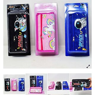 Pencil box Pouch Regular in Mix Design Colour Space Unicorn pack of 3 Pencil box Pouch Regular in Mix Design Colour Space Unicorn pack of 3
