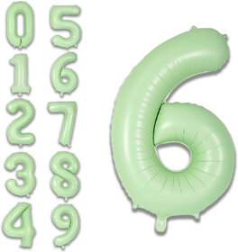 Fun Town Solid Green 6 Number Foil Balloons Helium 32 toy kids milestone 6th Birthday Party Decoration