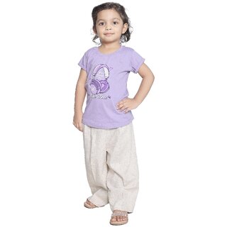                       Kid Kupboard Cotton Baby Girls T-Shirt, Light Purple, Half-Sleeves, 4-5 Years KIDS7735                                              