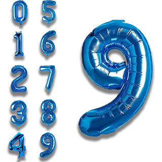                       Fun Town Solid Blue 9 Number Foil Balloons 32 9th Birthday Party Decoration Helium Supported                                              