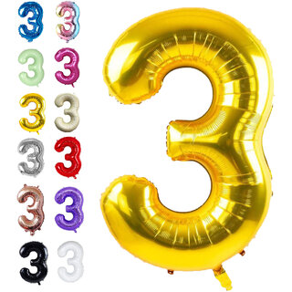                       Fun Town Solid Gold 3 Number Foil Balloons 32 3rd Birthday Party Decoration Helium Supported                                              