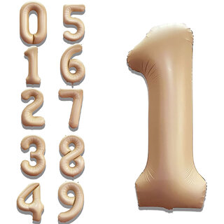                       Fun Town Solid Beige 1/one Number Foil Balloons 32 1st Birthday Party Decoration Helium Supported                                              