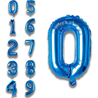                       Fun Town Solid Blue 0 /Zero Number Foil Balloons 32 Birthday Party Decoration Helium Supported                                              