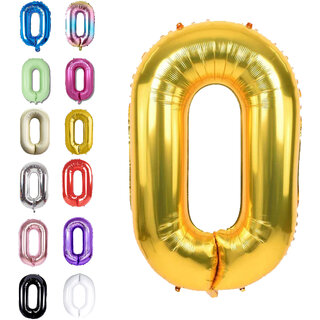                      Fun Town Solid Gold 0/zero Number Foil Balloons 32 Birthday Party Decoration Helium Supported                                              