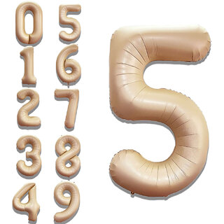                      Fun Town Solid Beige 5 Number Foil Balloons 32 5th Birthday Party Decoration Helium Supported                                              