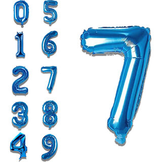                       Fun Town Solid Blue 7 Number Foil Balloons 32 7th Birthday Party Decoration Helium Supported                                              