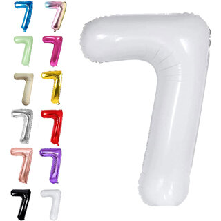 Fun Town Solid White 7 Number Foil Balloons 32 7th Birthday Party Decoration Helium Supported Fun Town Solid White 7 Number Foil Balloons 32 7th Birthday Party Decoration Helium Supported