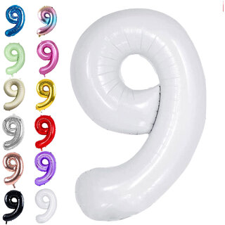 Fun Town Solid White 9th Number Foil Balloons 32 toy Birthday Party Decoration Helium Supported Fun Town Solid White 9th Number Foil Balloons 32 toy Birthday Party Decoration Helium Supported
