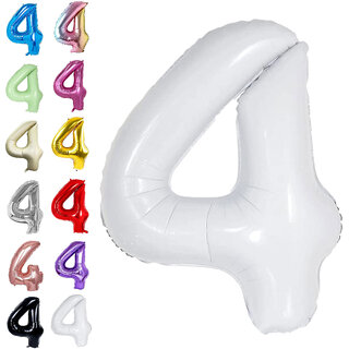 Fun Town Solid White 4 Number Foil Balloons 32 4th Birthday Party Decoration Helium Supported Fun Town Solid White 4 Number Foil Balloons 32 4th Birthday Party Decoration Helium Supported