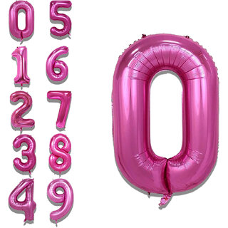                       Fun Town Solid Pink 0 zero Number Foil Balloons 32 Birthday Party Decoration Helium Supported                                              