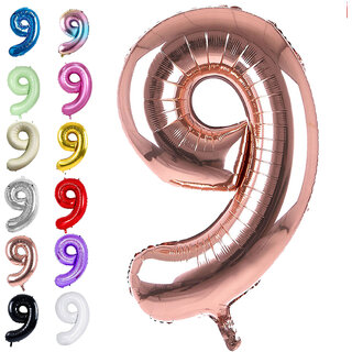 Fun Town Solid Rose Gold 9 Number Foil Balloons 32 Birthday Party Decoration Helium Supported Fun Town Solid Rose Gold 9 Number Foil Balloons 32 Birthday Party Decoration Helium Supported