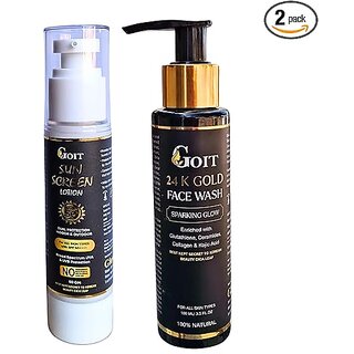                       Ultimate Radiant Glow Skincare Combo  24K Gold Face Wash  SPF 50+++ Sunscreen for Deep Cleansing, Hydration  Sun Protection  Suitable for All Skin Types                                              