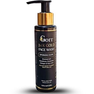 Goit 24K Gold Face Wash, Sparking Glow, 100 ml, Enriched with Glutathione, Ceramides, Collagen and Kojic Acid 100 natural Goit 24K Gold Face Wash, Sparking Glow, 100 ml, Enriched with Glutathione, Ceramides, Collagen and Kojic Acid 100 natural