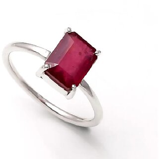                       Original Red Ruby Manik silver plated Ring Certified Gemstone Adjustable Ring for Men and Women                                              