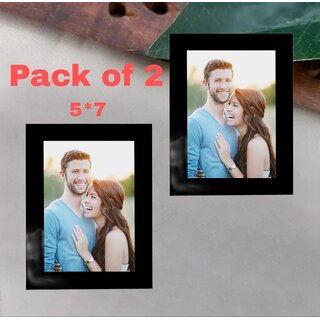                       CHARKEE Wood Black Photo Frame Sets (Pack of 2)                                              