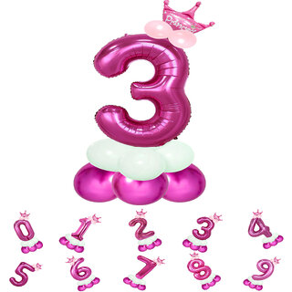 Princess Theme 3 Number Foil Balloon Set with Crown Pastel Balloons 32 Inch Helium Supported Birthday Anniversary Princess Theme 3 Number Foil Balloon Set with Crown Pastel Balloons 32 Inch Helium Supported Birthday Anniversary