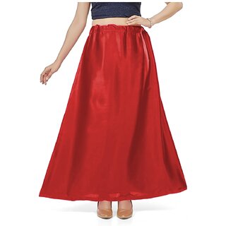                       Red Marron Color Satin Petticoat                                              