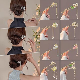                       Traditional Style Vintage Feel Hairpin Set with Tassel Decor - Perfect for Chinese Style Dress-Up Accessories                                              