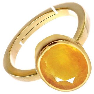 Natural Yellow Sapphire Stone With Panchdhatu Adjustable Ring Natural Yellow Sapphire Stone With Panchdhatu Adjustable Ring