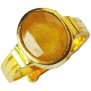 Natural And Certified Yellow Sapphire Panchdhatu Adjustable Ring Natural And Certified Yellow Sapphire Panchdhatu Adjustable Ring