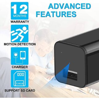                       4K Spy Charger Camera - Hidden Surveillance with Motion Detection                                              