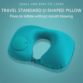                      Air Inflatable Neck Pillow Press Type Travel Pillow Portable Sleeping Airplane Pillow Neck Support Car Pillow Bedding Cushion                                              