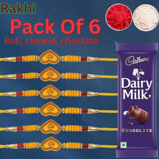 Best Elegent Ganesh Rakhi Combo Pack of 6 with Roli Chawal & Cadbury Dairy Milk Chocolate Best Elegent Ganesh Rakhi Combo Pack of 6 with Roli Chawal & Cadbury Dairy Milk Chocolate
