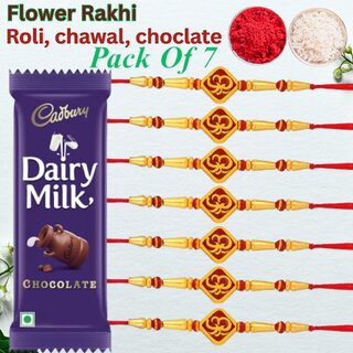 Best Elegent Rakhi Combo Pack of 7 with Roli Chawal & Cadbury Dairy Milk Chocolate Best Elegent Rakhi Combo Pack of 7 with Roli Chawal & Cadbury Dairy Milk Chocolate