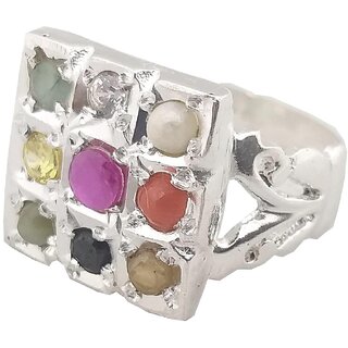 100 NATURAL NAVRATAN STONES 92.5 PURE SILVER ADJUSTABLE RING 100 NATURAL NAVRATAN STONES 92.5 PURE SILVER ADJUSTABLE RING