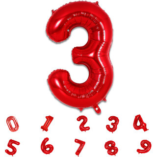 Party Bird Solid Red Number 3/ Three Foil Toy Balloons 32 Inch Birthday Party Anniversary Decoration for Girls/ Boys Party Bird Solid Red Number 3/ Three Foil Toy Balloons 32 Inch Birthday Party Anniversary Decoration for Girls/ Boys
