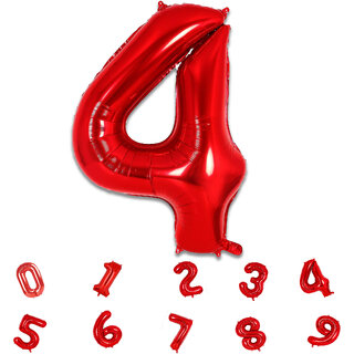                       Party Bird Solid Red Number 4/ Four Foil Toy Balloons 32 Inch Birthday Party  Anniversary Decoration for Girls/ Boys                                              