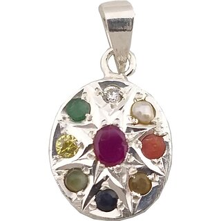 100 NATURAL NAVRATAN STONES 92.5 PURE SILVER PENDENT 100 NATURAL NAVRATAN STONES 92.5 PURE SILVER PENDENT