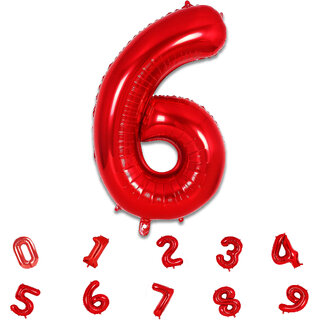                       Party Bird Solid Red Number 6/ Six Foil Toy Balloons 32 Inch Birthday Party  Anniversary Decoration for Girls/ Boys                                              