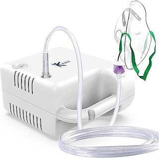                       K-Life Neb-107 Portable Piston Compressor Nebulizer with Complete Masks kit for adults (White)                                              